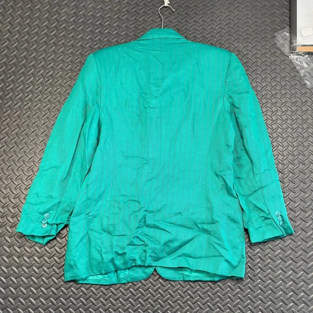 Vintage Jos. A. Bank Turquoise Green‎ One Button Blazer Jacket Women's Size 10
